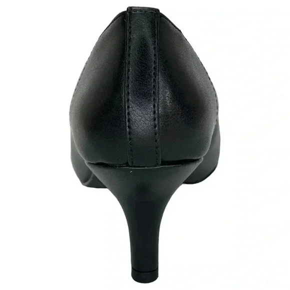 Easy Street Chiffon Black Faux Leather Womens Heels Size 5.5M - Picture 4 of 14